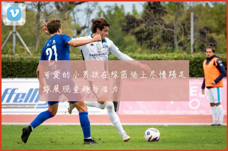 可爱的小男孩在绿茵场上尽情踢足球展现童趣与活力